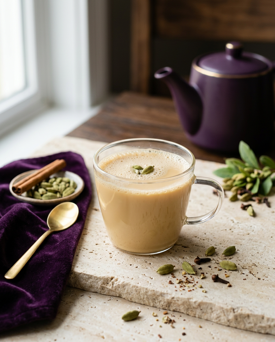 An elegant cup of Royal Chai Cardamom Chai