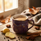A warming cup of Royal Chai Ginger Chai with fresh ginger